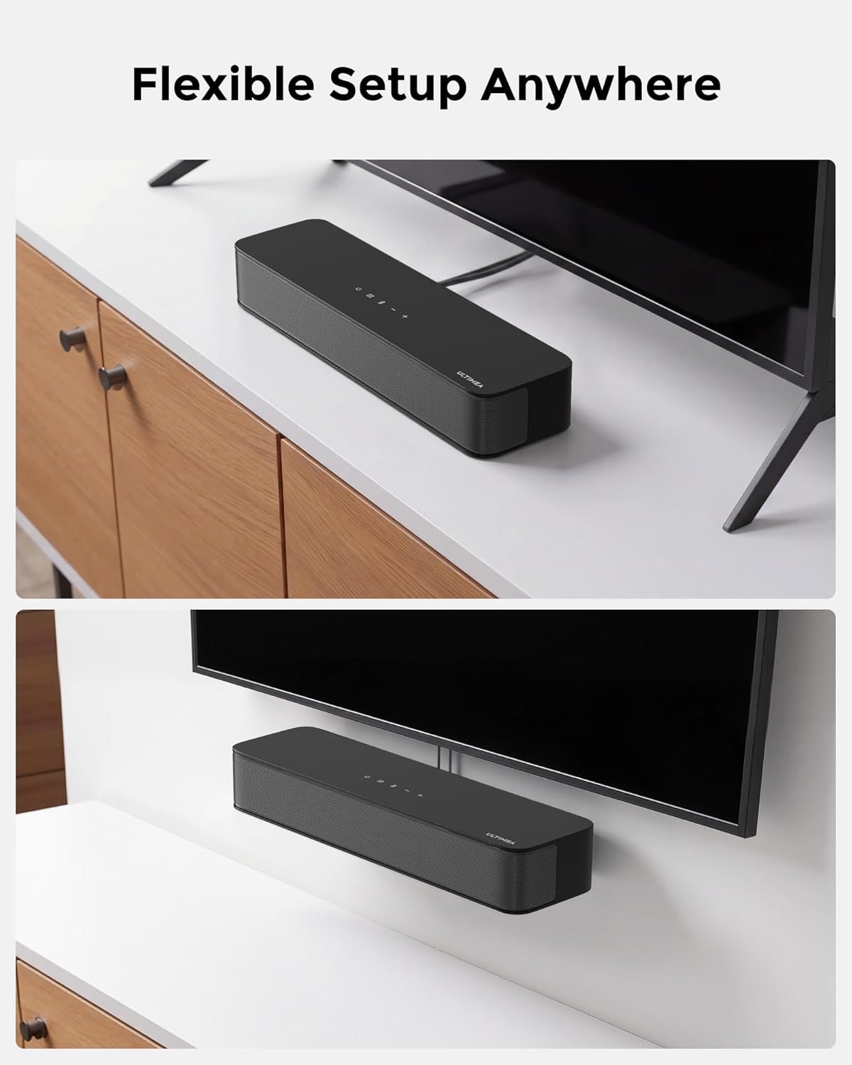 ULTIMEA 2.1ch Surround Sound Bar for TV, Built-in Subwoofer, Peak Power 132W, App Control, 16 Inches Bluetooth 5.4 TV Speakers Soundbar, All-in-one PC Soundbar, Opt/AUX/Wall Mount, Poseidon M20 Pro - Image 5