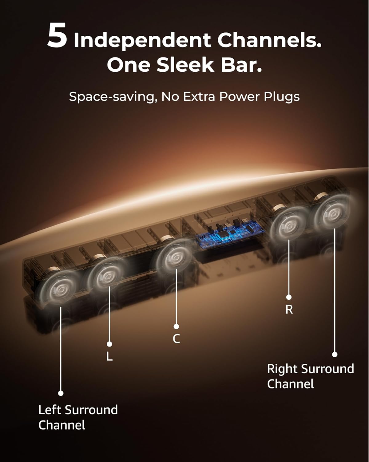ULTIMEA 5.1CH Surround Sound Bar with Subwoofer, Dolby Atmos, VoiceMX, BassMX, APP, 300W Soundbar for Smart TV, Home Theater Surround Sound System for TV, Bluetooth 5.4, Poseidon M60 (2026 Model) - Image 2