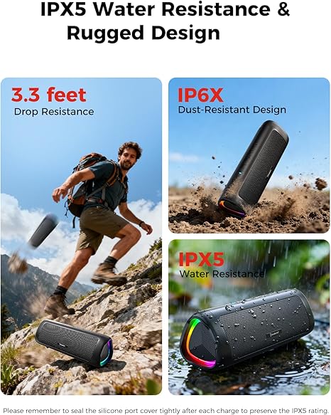 BolaButty Bluetooth Speaker Portable Wireless, IPX5 Waterproof, Up to 20H Playtime, TWS Pairing, BT5.3, for Home/Party/Outdoor/Camping/Beach Essentials, Birthday Gift (Black) - Image 3